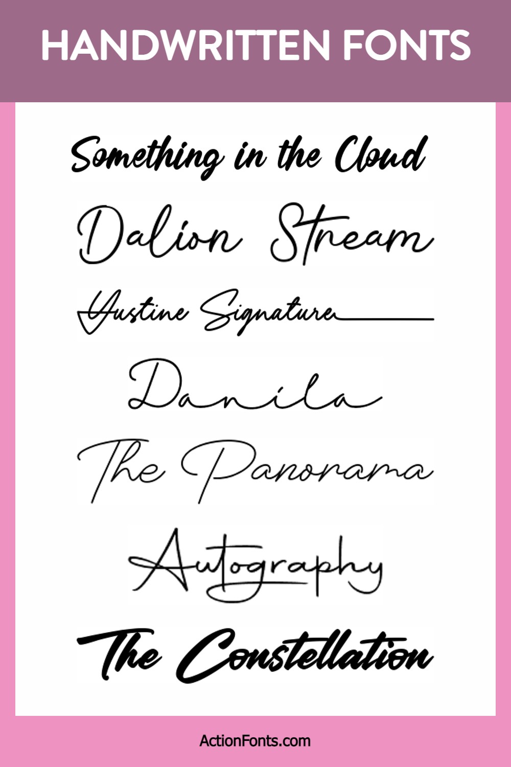 pinterest image of Handwritten fonts