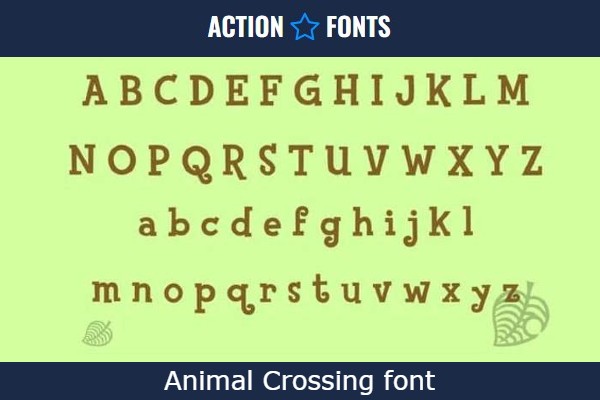 Animal Crossing font showing uppercase and lowercase characters
